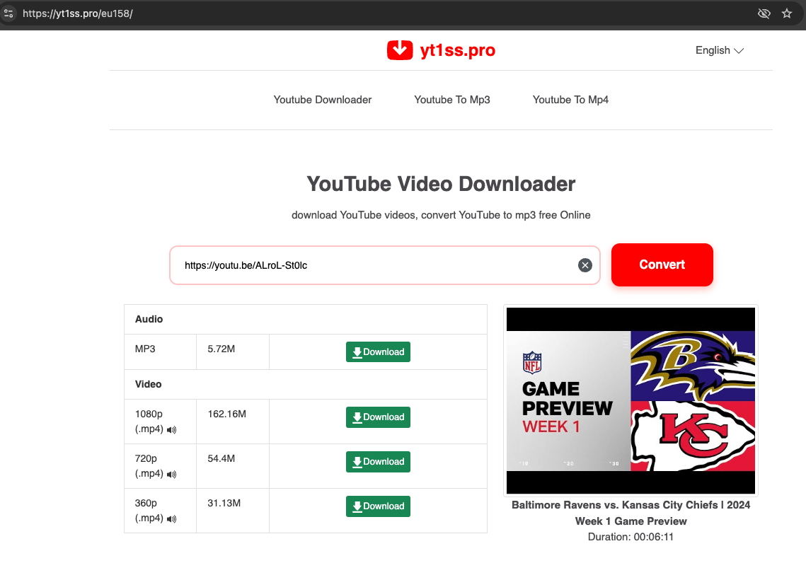 An example of using a YT downloader like https://yt1ss.pro/ to watch a video.